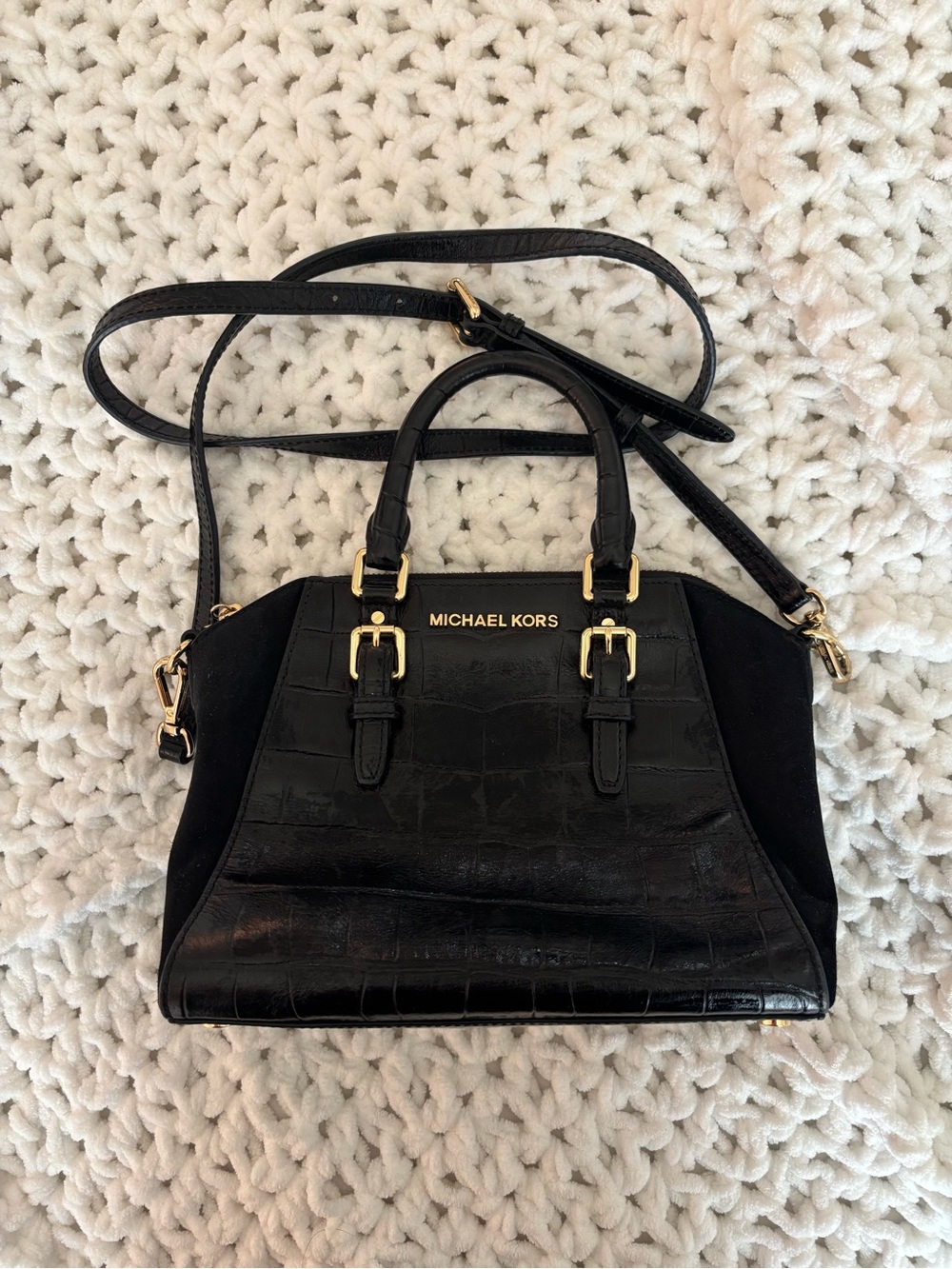 Michael Kors Black Croc Embossed Bag